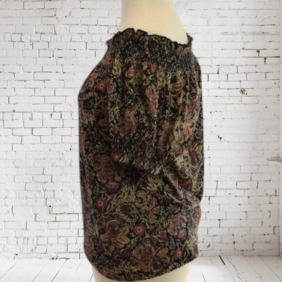 NWT Lauren by Ralph Lauren Smocked Short Sleeve Shirt Floral Off-the-Shoulder - Picture 4 of 6